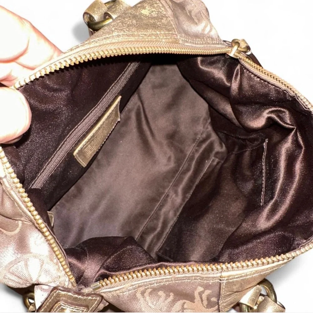 Coach Y2K 2010 Ashley Metallic gold Satchel with horse & carriage print